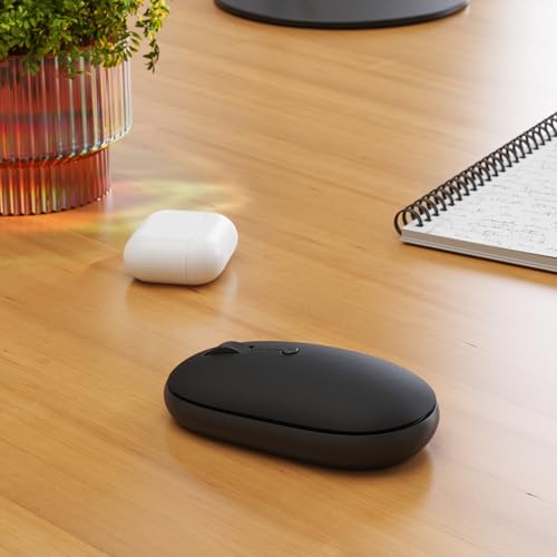 SATECHI OntheGo™ Wireless Mouse, USB-C Recharge, Bluetooth Up to 3 Devices, Adjustable DPI, Elegant Ergonomic Mouse for MacBook, Laptop, iPad and More - Black