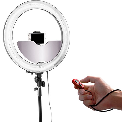 Neewer-18-inches-Ring-Light-Accessories-KitPlastic-Mirror-Smart-Phone-Holder-and-Bluetooth-Remote-Controller-for-Smartphone-Self-Portrait-Video-Shooting