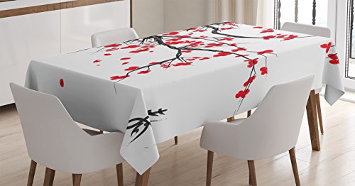 House decor tablecloth by ambesonne, sakura blossom jap…