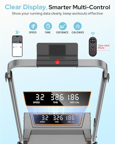 Walking Pad Treadmill with 12% Incline & Handle Adjustable Height, 3.5HP Foldable Walking Pad Treadmills for Home Office Small, One-Click Mute, Remote & APP, 350lbs, 6 HIIT Programs