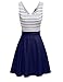 Omeya Womens Sexy Open Back Cocktail Slim Black White Striped Mini Dress, Navy, Small