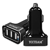 YCCTEAM 7.2A / 36W 3-Port USB Car Charger with Smart IC Adapts, Safety Protection for Nintendo Switch, Apple and Android Devices (Black)