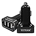 YCCTEAM 7.2A / 36W 3-Port USB Car Charger with Smart IC Adapts, Safety Protection for Nintendo Switch, Apple and Android Devices (Black)