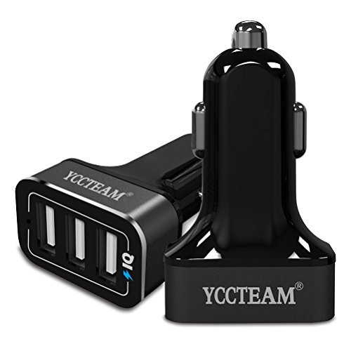 YCCTEAM 7.2A / 36W 3-Port USB Car Charger with Smart IC Adapts, Safety Protection for Nintendo Switch, Apple and Android Devices (Black)