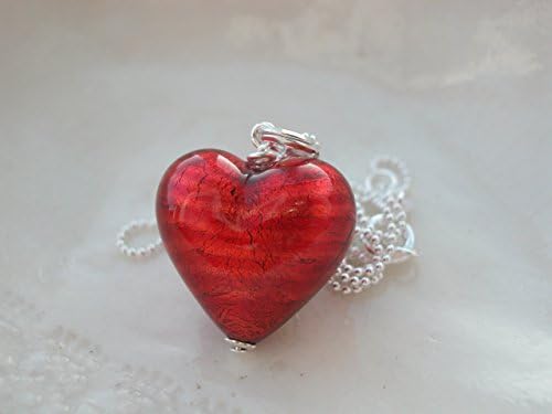 Murano Red Glass Heart Necklace,