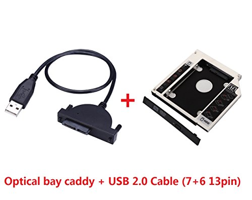 Deyoung 2nd HDD SSD Hard Drive Caddy for iMac 21" 24" 27" Late 2009 2010 2011 2012 2013 2014 SuperDrive + USB 2.0 Cable