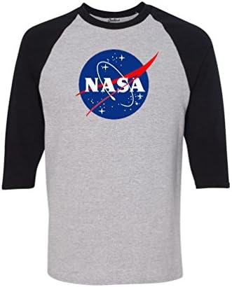 NASA Meatball Raglan Sleeve Baseball T-Shirt From Gardenia 12 (L, Sport Grey/Black)