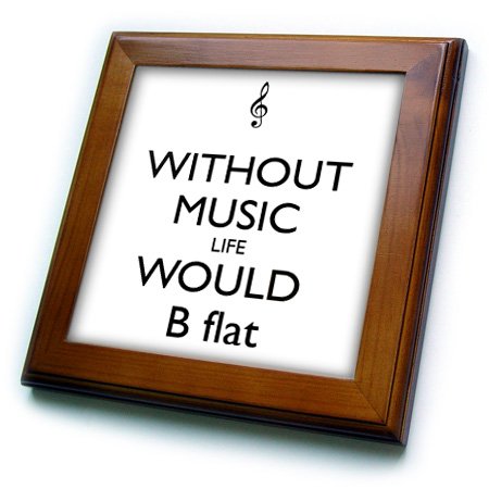 3dRose ft_173351_1 without Music Life Would be Flat. Musician-Framed Tile Artwork, 8 by 8-Inch