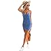 Flymall Women Blue Jean Legging Strapless Mini Dress (M)
