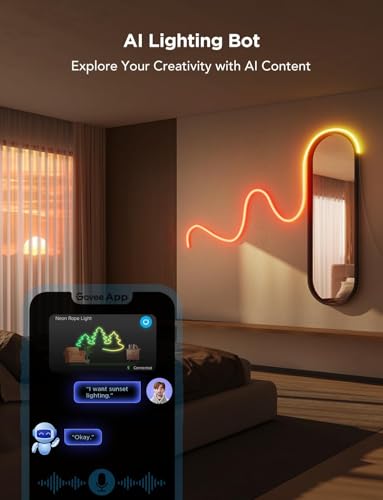 Govee Neon Rope Light 2, RGBIC Neon LED Strip Lights with Shape Mapping, Work with Matter, Alexa and Google Assistant, Neon Light for Wall Decor, 5m