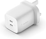 Belkin 65W Dual USB-C GaN Fast Charger PD 3.0 iPhone iPad MacBook Samsung Pixel view 1