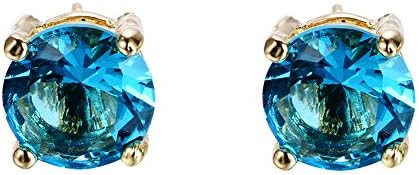 Adeser Jewelry Girls Water Blue Diamond Best Friend Studs Wedding Yellow Gold Womens Stud Earrings