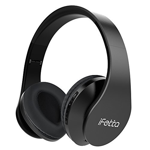 Ifecco Bluetooth Headphones, 4 in 1 Upgrade Bluetooth Foldable Over-ear Headsets with Micro Support SD/TF Card for Bluetooth-enabled Devices (Black)