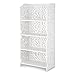 Finether 4-Tier Baroque Style Waterproof Display Shelving Units Modular Wood Plastic Composite Storage Rack Shelving Organizer for Kichen, Home, Bathroom Decorative Shelves, White