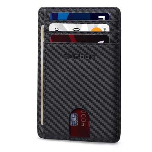 RUNBOX Slim ID Cases Minimalist Front Pocket RFID Blocking Leather Wallets for Men and Women Card Holder Wallets Gifts for men