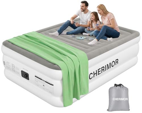 CHERIMOR Air Mattress Queen with Built in Pump, Anti-Sag Horizontal Beam, 3-Min Fast Inflation, 800 lbs Heavy-Duty Support Blow Up Mattress, Multi-Layer Leak Proof Air Bed for Home Guests Camping