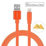 [Apple MFi Certified] Yellowknife 3.3ft/1m Unique Colorful Flat Lightning to Cable Sync Charging for iPhone 7 /7 Plus /6 / 6s / 6 plus / 6s plus / SE / 5 / 5s , iPad / Mini / Air / Pro, iPod (Orange)