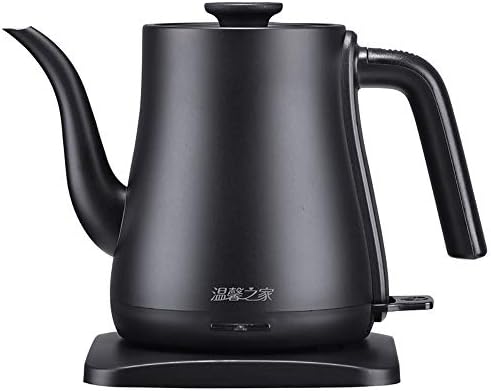 Warooms Stainless Steel Electric Kettle 34 Oz Seamless Welding with Lid Gooseneck Spout 1L Coffee Brewer 1500W Rapid Heating Stove Tea Pot,Black