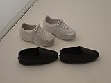 2 Pairs of Ken Doll Shoes White Tennis Shoes and Black Loafers