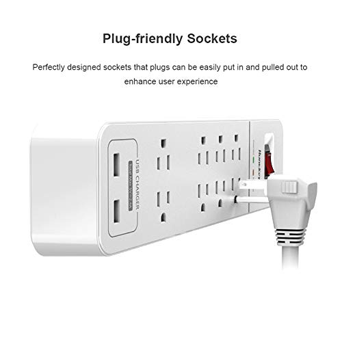 8 Outlets Power Strip Surge Protector, 2 USB Ports Powerstrip,Huntkey