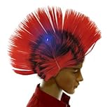 Dazzling Toys Wiggling Punk Blinking LED, Red and Colored Wig. One per Pack.