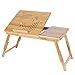 SONGMICS 100% Bamboo Adjustable Laptop Desk/Table Breakfast Serving Bed Tray w' Tilting Top Drawer ULLD002