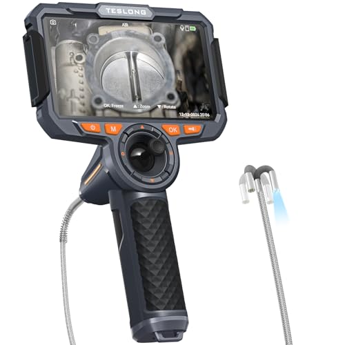 Teslong TF600 3.9mm 4-Way Articulating Borescope for Automotive Engine | Professional Mechanic Inspection Camera, Ergonomic Design, 6-inch 1920x1080 IPS Screen, 6 LEDs, IP67, 6000mAh, 32GB, 5FT