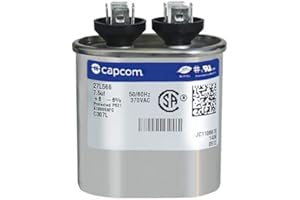 Genteq GENTEQ - C307L / 27L566! GE Capacitor Oval 7.5 uf MFD 370 Volt 27L566, 27L566S(Replaces Old GE# 97F9001, Z97F9001, 97F9001BX & 27L566BZ3), 7.5 MFD at 370 Volts