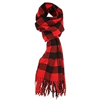 Love Lakeside Cashmere Feel Winter Plaid Scarf, Buffalo Check, Red