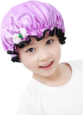 Mesehome Double Waterproof Children Shower Cap,Kids Cartoon Shower Hat Lovely Reusable Spa Bathing Caps