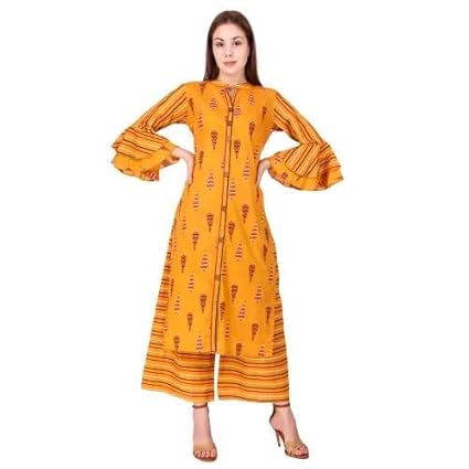 Buy WOMEN KURTA AND PLAZO FRILL SET at 