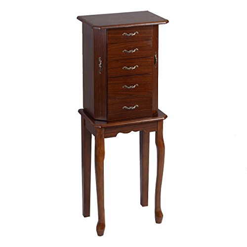 Wood Jewelry Cabinet Chest Storage Armoire With Stand