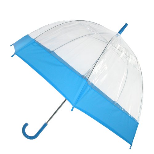 iRain Unisex Clear Bubble Dome with Colored Trim Hook Handle Umbrella