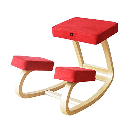 MallBoo Ergonomic Kneeling Chair for Office/Computer/Game/Home Knee Chairs Stool - Comfortable Thick Cushion - Stretch Back Bends & Aches Relieve Improve Balance Hold (Red)