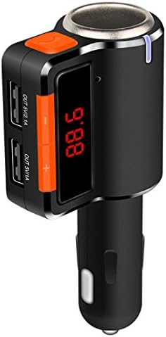 Sikeda Bluetooth/MP3/ FM transmitter car charger, Dual USB Ports and Socket Cigarette Lighter Splitter Car Power Adapter for iphone or android SamSung or DVR/GPS--Black