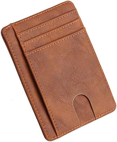 FIN86 Christmas Boyfriend Gift, New Men's Leather Wallet Thin Credit Card Storage Holder ID Case Purse Bag (Brown)