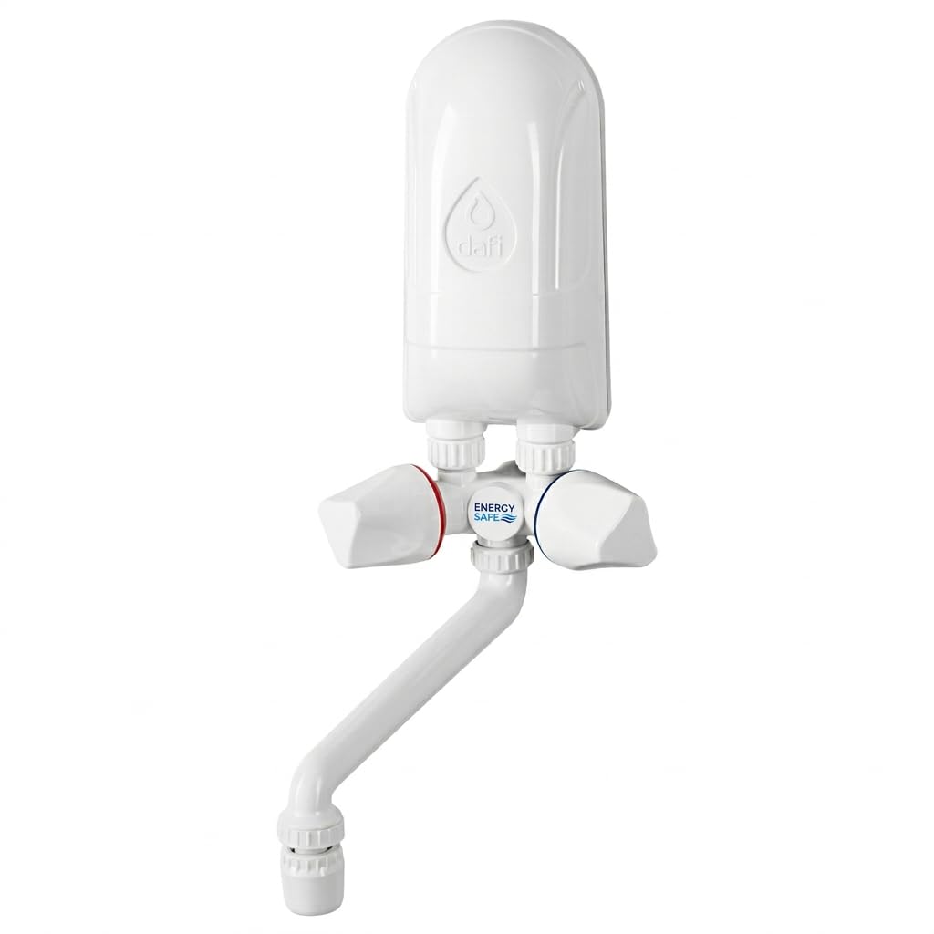 DAFI Instant Electric Water Heater Boiler Hand Wash 3.7kW White Plastic Spout Black