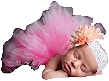 Baby Photography Prop，Huhua Toddler Newborn Baby Girls Princess Tutu Skirt + Headband 2pcs Clothes Set (Pink)