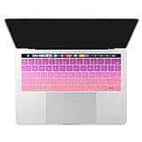 Dongke Ultra Thin Gradient Color Silicone Keyboard Protector Cover Skin for New Version MacBook Pro 13 (A1706) & MacBook Pro 15 (A1707) with Muti-Touch Bar (2017 & 2016 Release) (Gradient Pink)