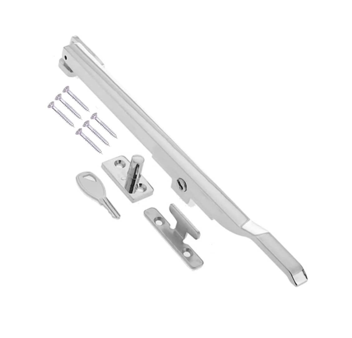TERF® 250mm Heavy Duty Polished Chrome Locking Window Casement Spoon Stay 250mm (10'') Including Fixing Screw - Pack of 1