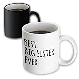 3dRose Best Big Sister Ever-Gift for Elder, Older Siblings-Black Text, Magic Transforming Mug, 11-Oz
