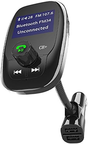 SIVANT Bluetooth FM Transmitter, Wireless In-Car Bluetooth FM Transmitter, FM Transmitter Hands Free Car Kit with USB Charger Play USB Flash Drive Micro SD Card Aux Input Output 1.44 Inch Display