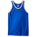 Champion Men's Classic Jersey Ringer Tank Top, Surf The Web/Oxford Gray Heather, L
