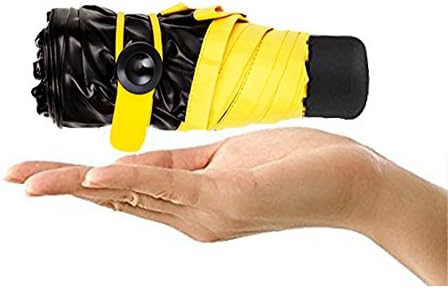 CNHY Mini Umbrella Travel Anti Ultraviolet 5 Folding Compact Pocket Umbrella, Ultra Protective (95% UV Resistance) (yellow)