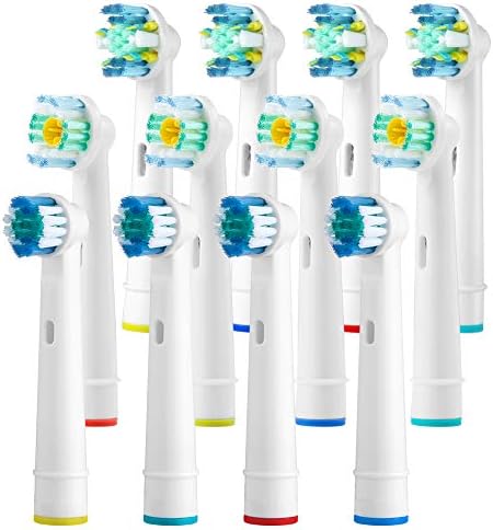 12 Replacement Toothbrush Heads Compatible With Oral B Braun Pro 3000 Pro 500, 1000, 3000, 5000, 6000, 7000, 8000-4 Floss Action, 4 Cross Action, 4 Pro White