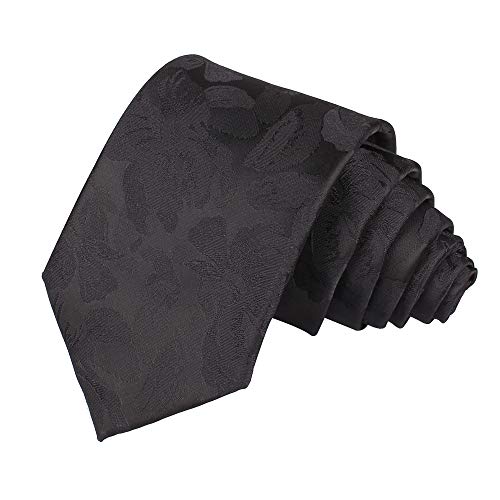 Men's Black Party Cravat Suit Ties Self Silk Suit Necktie Birthday Gift for Guys