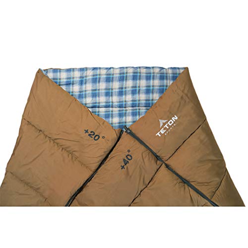 TETON Sports 1350 Evergreen Canvas Double Sleeping Bag; Warm and