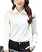 Womens Vintage Collared Button Down Shirt Long Sleeve Lace Stretch Blouse