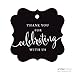 Andaz Press Fancy Frame Gift Tags, Thank You for Celebrating with Us, Black, 24-Pack, for Baby Bridal Wedding Shower, Kids 1st Sweet 16 Quinceanera Birthdays