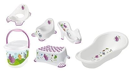 6er Set Hippo weiß Badewanne XXL + Badesitz + Topf + WC Aufsatz + Hocker + Windeleimer
